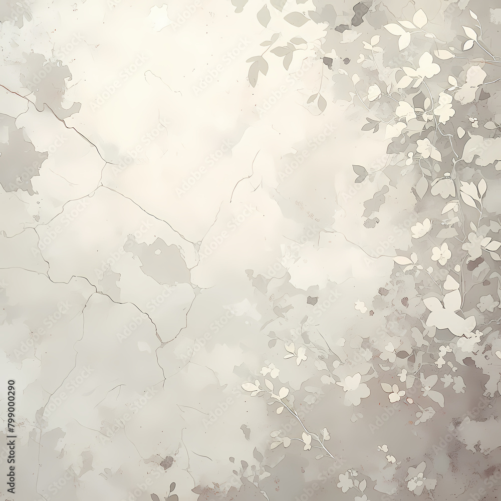 Vibrant Autumn Leaves Overlaying a Grungy White Marble Surface