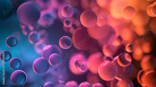 Ethereal Bokeh Effect  3D Spheres in Pink and Blue Hues  Dreamy Gradient Background with Copy Space