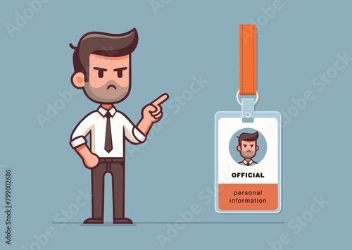 An illustration calling for mandatory identification with badge