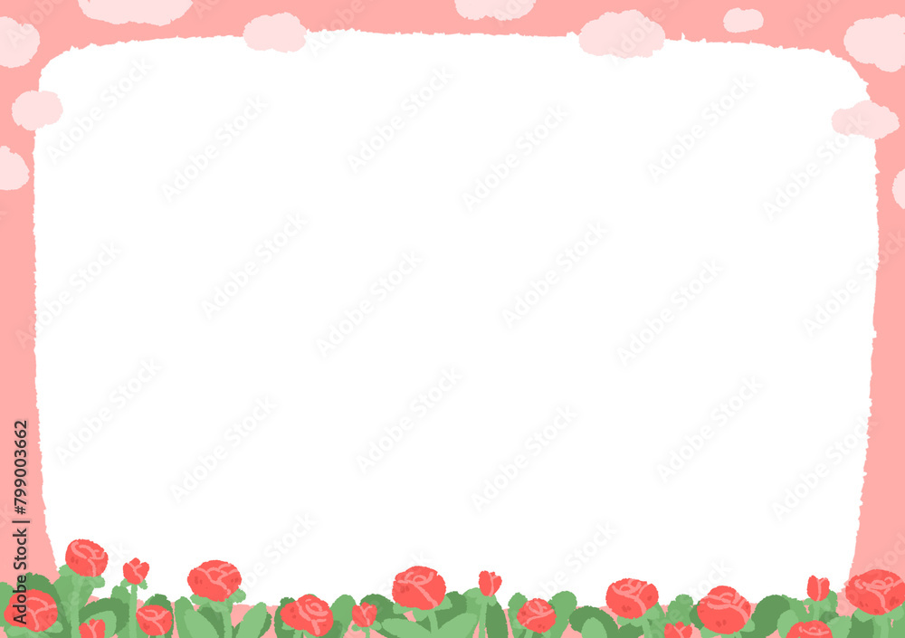 A simple pink background with a flower border. A simple pink background with a flower border.