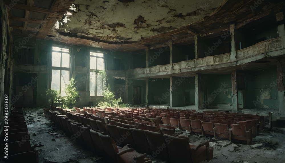 Obraz premium Interior of an old abandoned and ruined theater