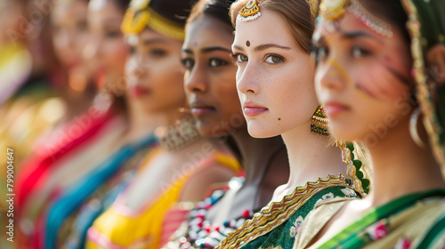 row of women of different nationalities in national costumes
