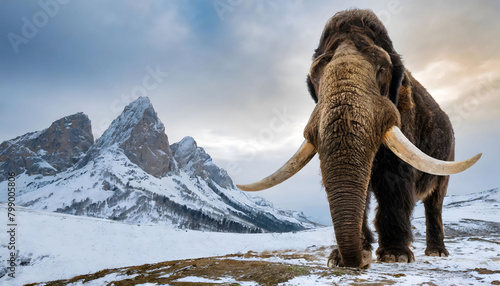 Majestic Elephant Conquering Snowy Summit. Generative AI