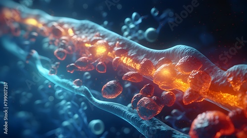  Immerse yourself in the intricate beauty of DNA and biologic cells, captured with lifelike realism and clarity in HD imagery, inviting contemplation   © graphito