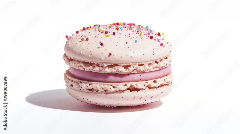 mindblowing creative macaron with toppings on a white background with shadow, mindblowing creative macaron with toppings on a white background with shadow,