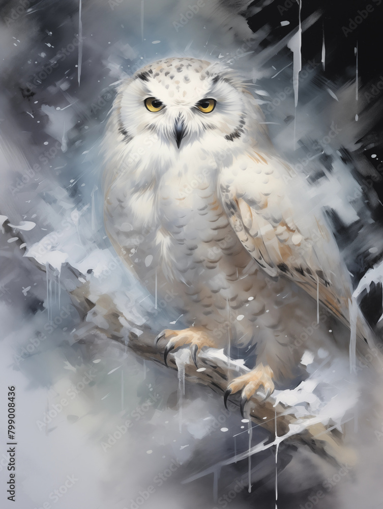 Obraz premium Watercolor flying owl . Modern Spirituality, Totem animal concept.