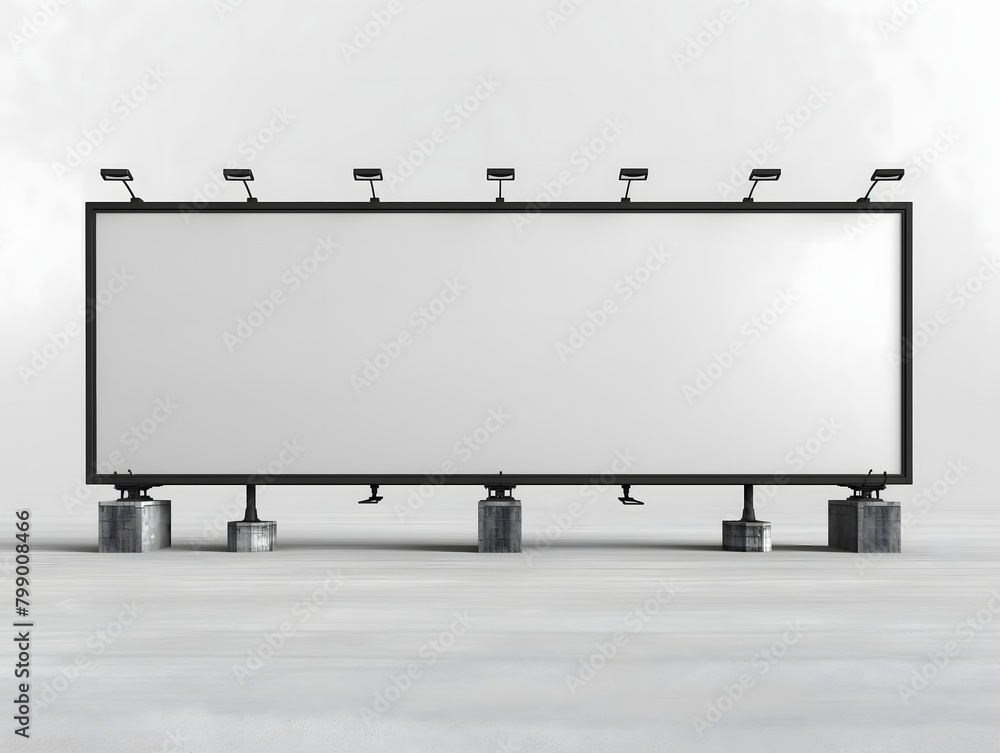 Obraz premium billboard mockup with white isolated background. Billboard mockup image, large clean white surface, empty large advertising space, Bigboard