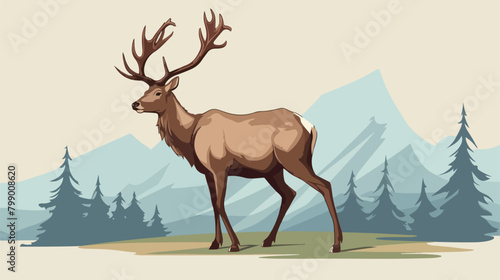 Male deer reindeer or stag with gorgeous antlers ha