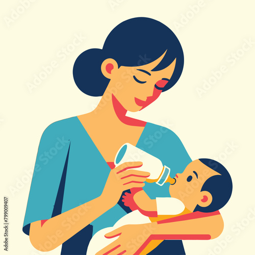 illustration of a mother breastfeeding a baby