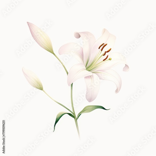 A watercolor painting of a white lily.