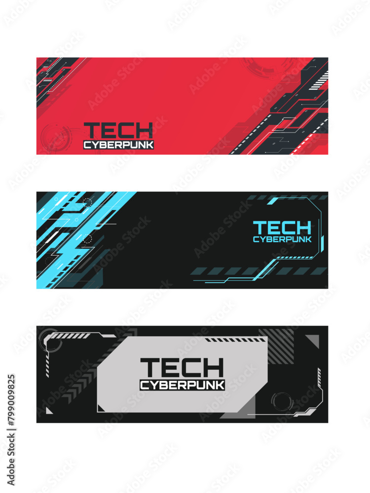 Cyberpunk decal set. Set of vector stickers and labels in futuristic style. Inscriptions and symbols, high voltage, warnings.