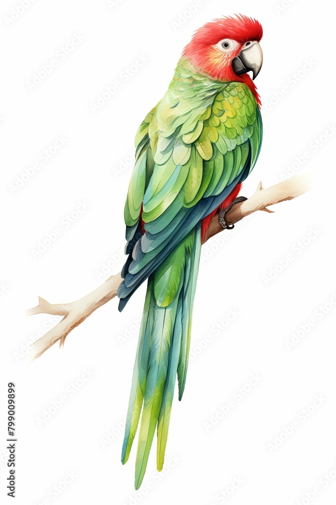 bird, parrot. cartoon drawing, water color style,