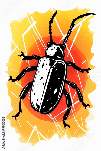 bug, lightning bug. cartoon drawing, water color style,