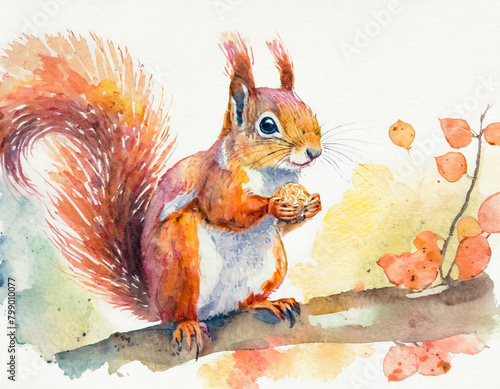 squirrel watercolor illustration