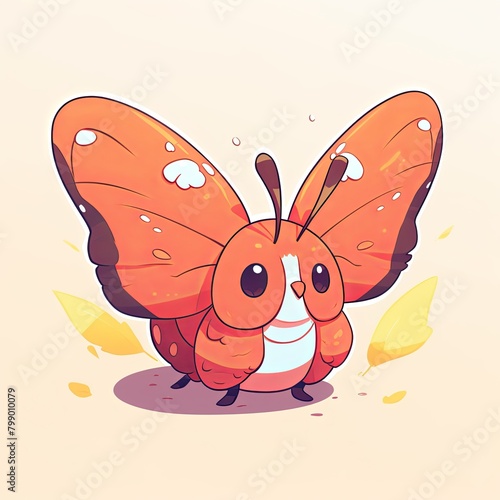 butterfly, emperor butterfly. cartoon drawing, water color style.