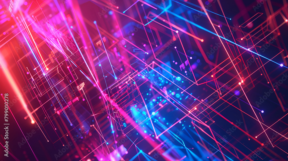 An abstract background of glowing lines and geometric shapes, symbolizing digital transformation in business An abstract background of glowing lines and geometric shapes, symbolizing digital transformation in business