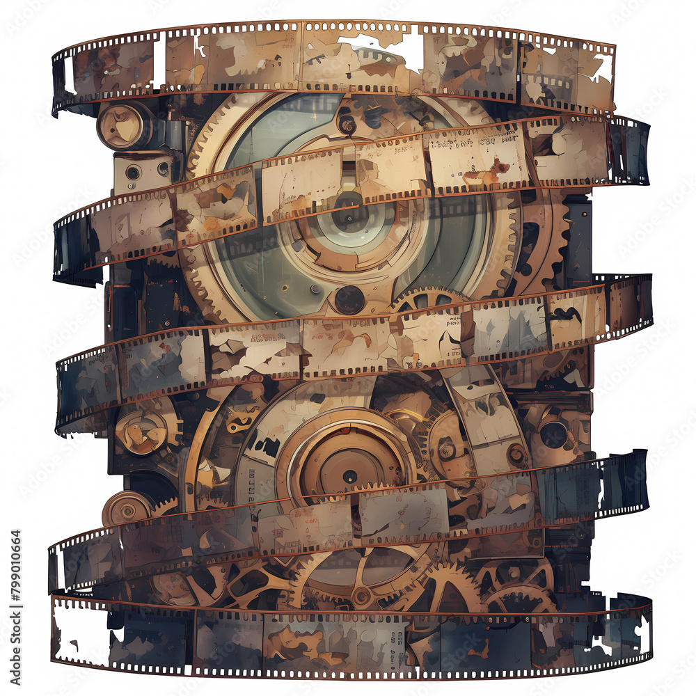 Antique Cinema Clips Preserved in Rustic Clockwork