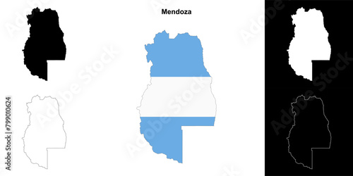 Mendoza province outline map set