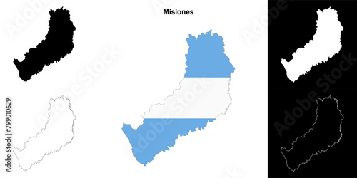 Misiones province outline map set