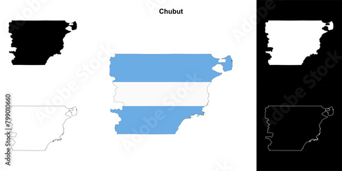 Chubut province outline map set photo