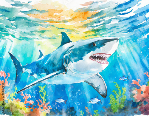 Great white shark illustration photo