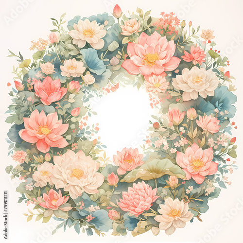 Exquisite Hand-drawn Floral Frame - An Elegant Blossom of Beauty and Grace