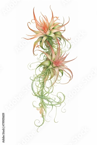 plant frame, air plant frame. cartoon drawing, water color style,