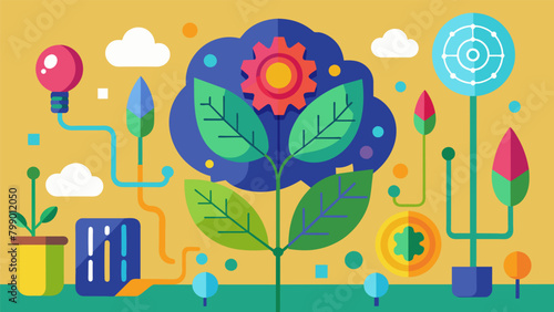 A mural featuring a mix of organic and technological elements symbolizing the potential of neural enhancement to enhance our natural abilities..