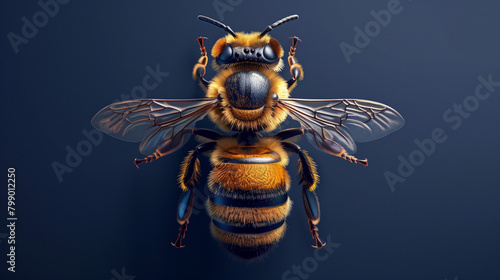 A bee against a blue background