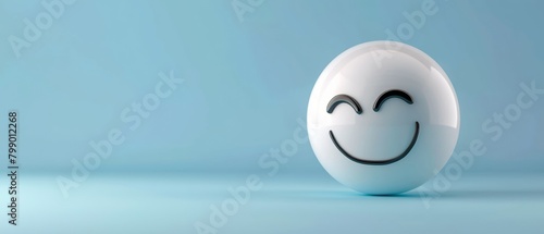 Winking Emoji with Cheeky Expression on Blue Background, Copy Space