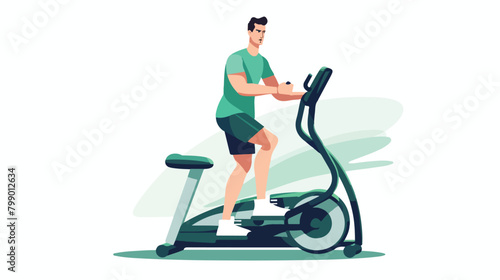 Man exercising on elliptical machine. Healthy activ © Mishi