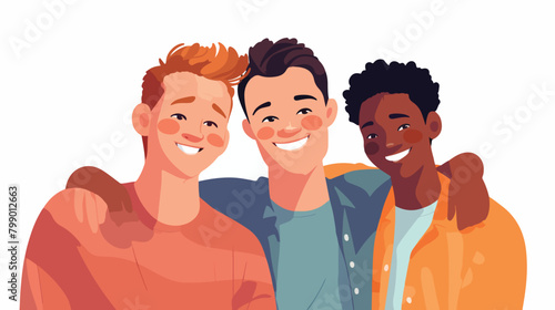 Man friends portrait. Diverse happy bros young guys photo