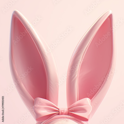 Bring Spring Joy to Your Projects - Easter-themed Illustration with a Cute Pink Bunny in 3D Rendering