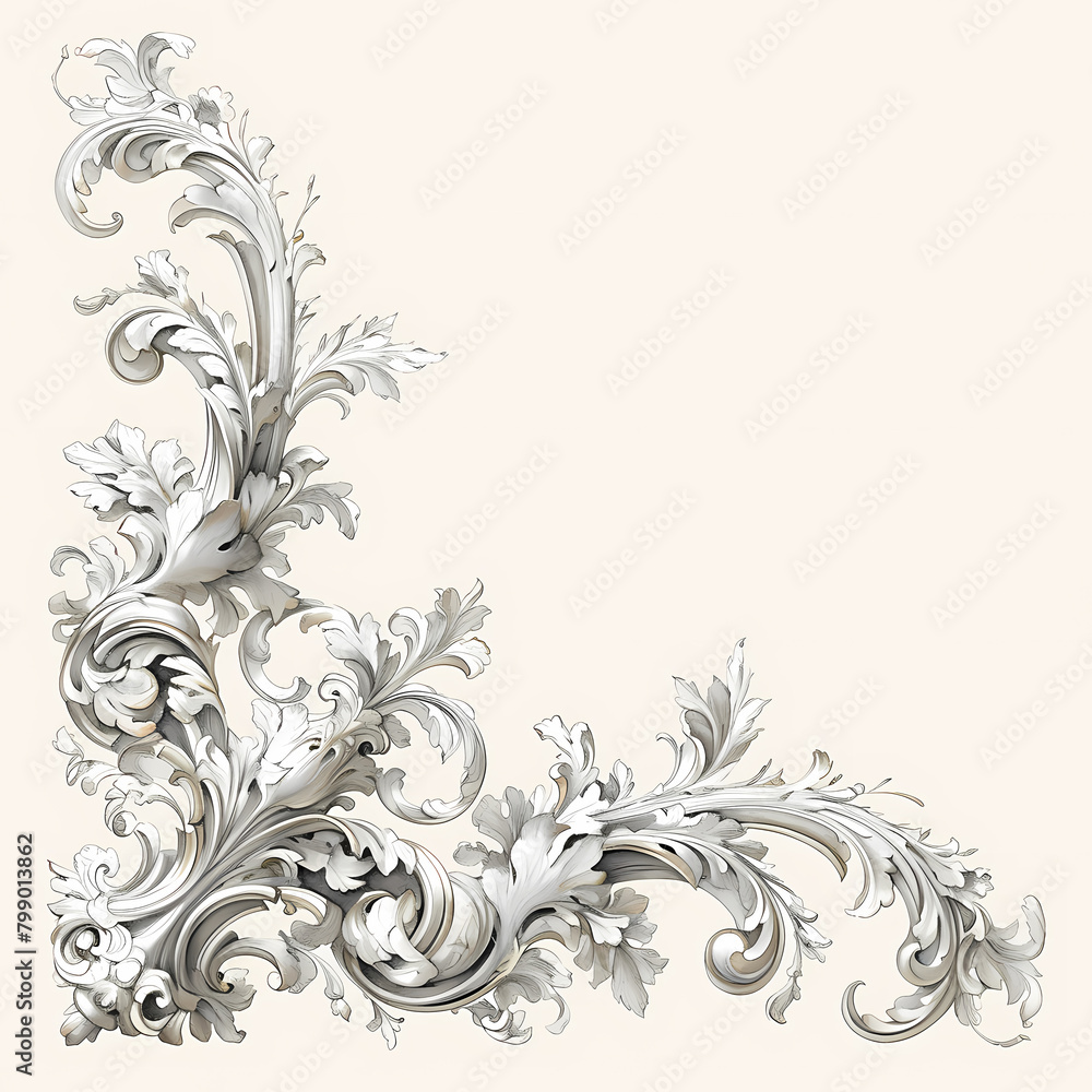 Elegant Victorian Baroque Frame Detail for Luxury Design - High-Quality Stock Photo
