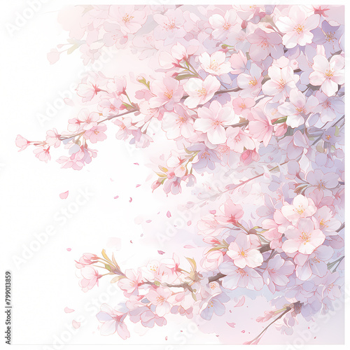 A Stunning Aquarelle Painting of Pink Cherry Blossoms in Full Bloom  Perfect for Spring Seasonal Decor or Nature Lover s Collection.