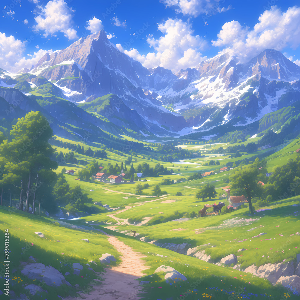 Breathtaking Alpine Meadow - A Perfect Desktop Background