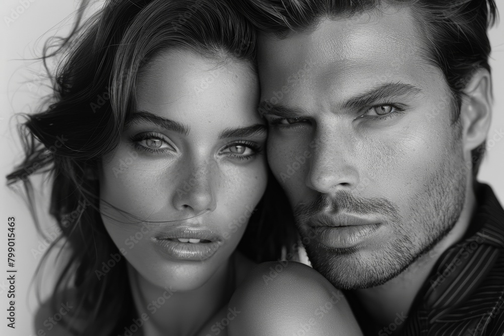 Sun-Kissed Beauty and Intimacy: Close-Up Portrait of a Romantic Couple