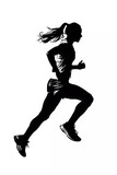 Silhouette of female runner athlete on isolated white background. vector illustration. 