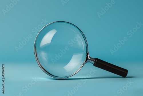 Insightful Search Classic Magnifying Glass on a Bright Blue Background photo