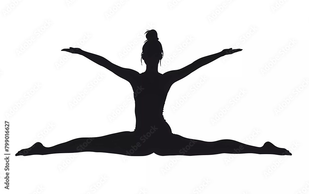Silhouette of female pilates athlete on isolated white background. vector illustration.