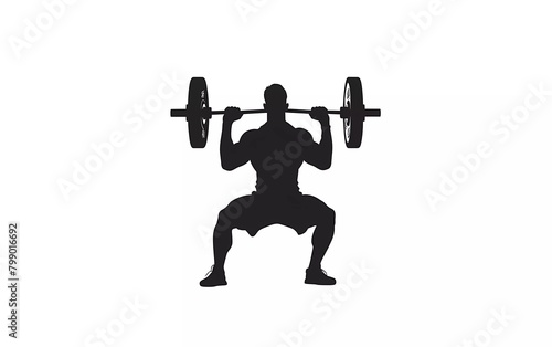 Silhouette of male weightlifter athlete on isolated white background. vector illustration.