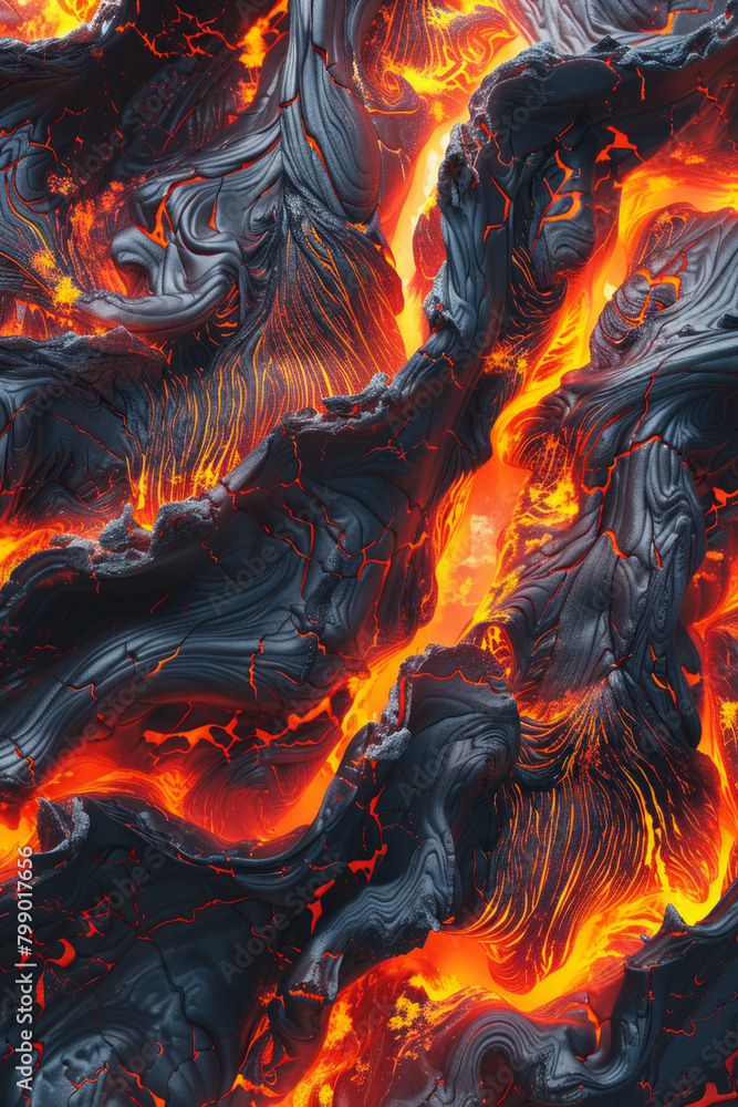 Textured surface of molten lava, featuring glowing orange hues and flowing streams. Molten lava textures offer a dramatic and intense backdrop Textured surface of molten lava, featuring glowing orange hues and flowing streams. Molten lava textures offer a dramatic and intense backdrop