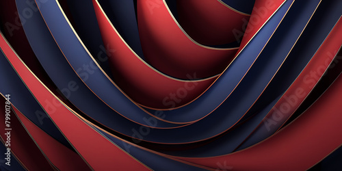 abstract blue red and gold silk background texture. Holographic abstract clothing with colorful waves. Bright organza, shiffon fabric