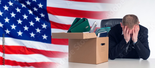 Fired man American. Guy wit...