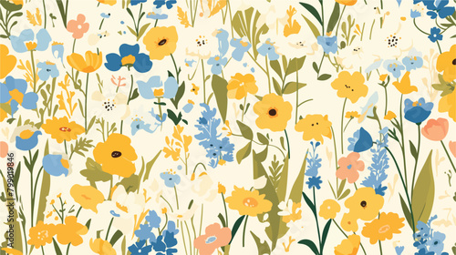 Meadow flowers pattern. Seamless floral background