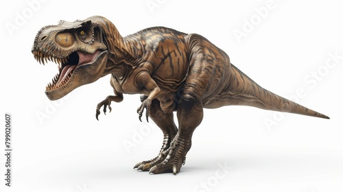 Tyrannosaurus Rex Roaring  Icon of the Cretaceous Period. A meticulously detailed Tyrannosaurus Rex stands with a fierce roar  showcasing the terrifying presence of this iconic Cretaceous predator.