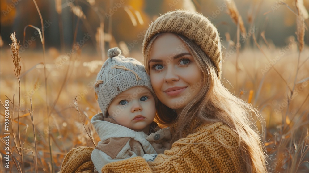 Obraz premium A woman who is a mother with a cute baby