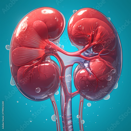 Brightly Colored and Stylized Kidney Medical Image for Creative Projects photo