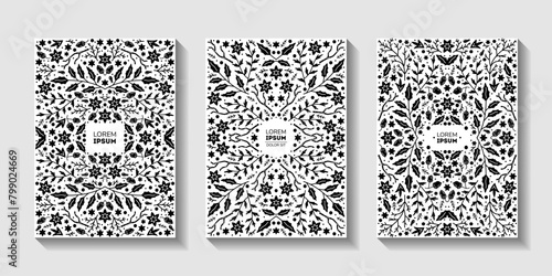 Luxury abstract backgrounds, save the date floral invitations, vintage frames. Merry Christmas sketch winter floral design templates for xmas products. Use for package, branding, poster, brochure,