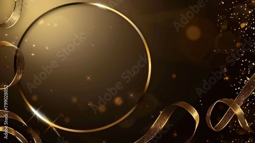 luxury shiny gold circle frame with text space